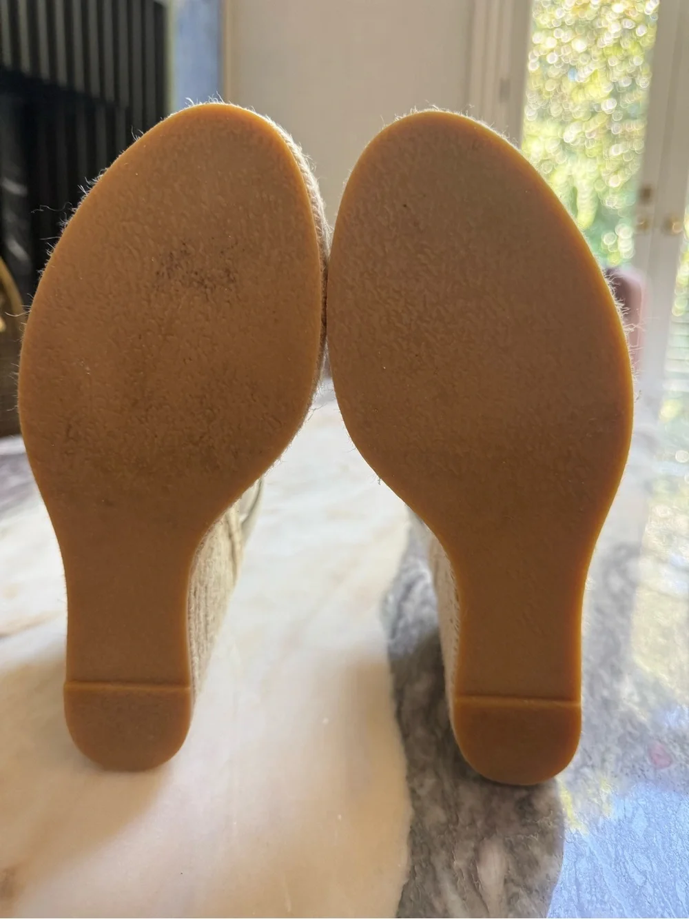 Saint Laurent Women’s Cream Wedge Espadrille Sandals - T-Strap Platform size 8